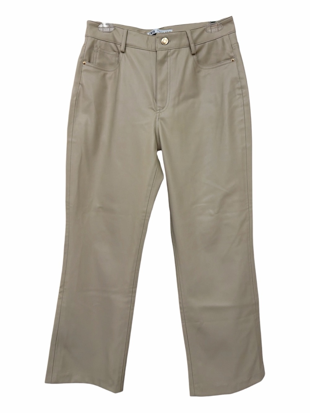 Zara Cream Crop Faux Leather pants
